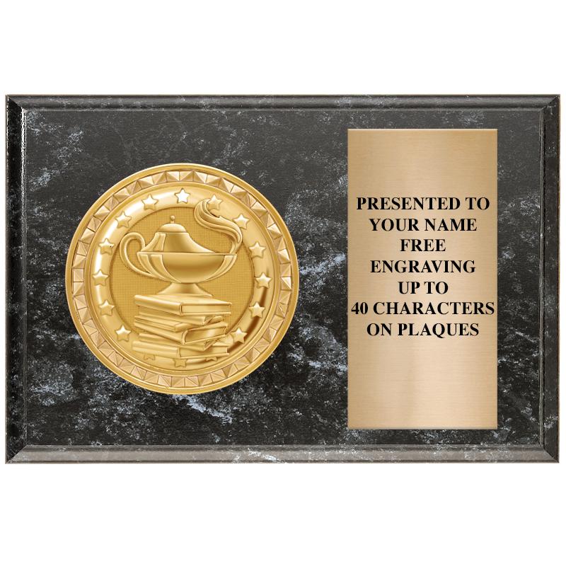 6" X 4" BLACK MBL INSERT PLQ