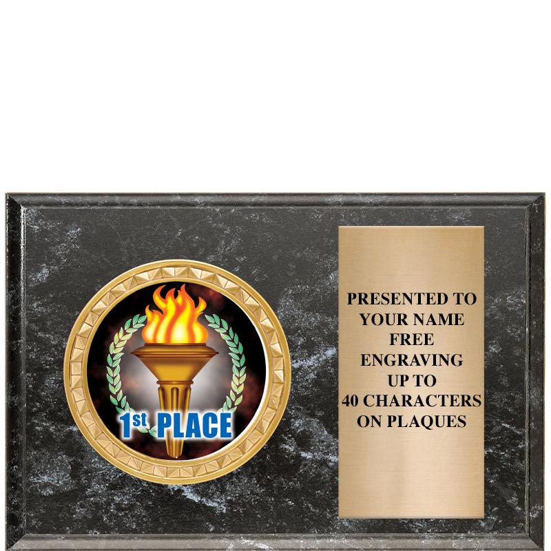 6" X 4" BLACK MBL INSERT PLQ