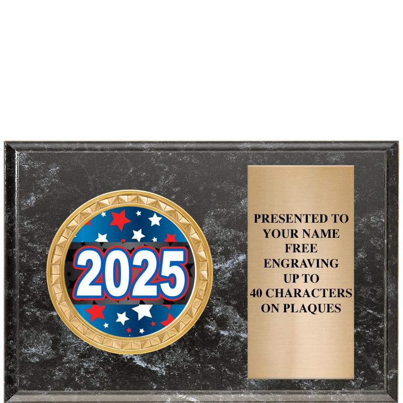 6" X 4" BLACK MBL INSERT PLQ