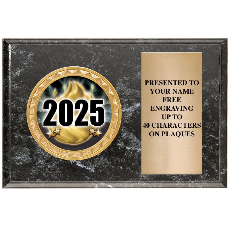 6" X 4" BLACK MBL INSERT PLQ