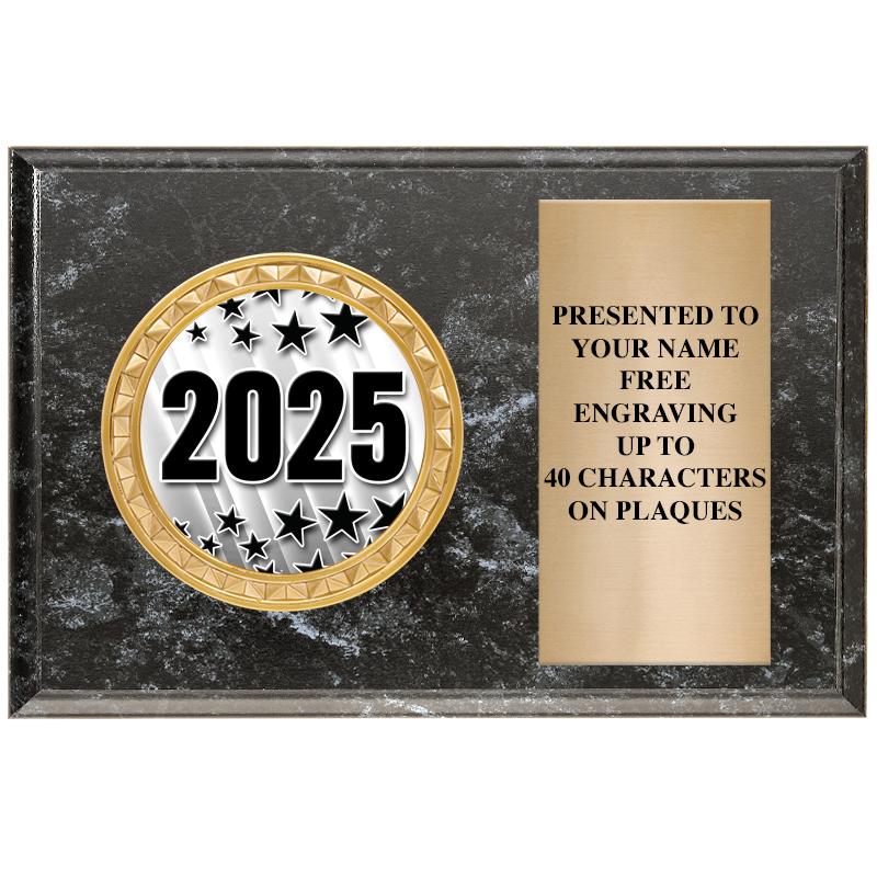 6" X 4" BLACK MBL INSERT PLQ