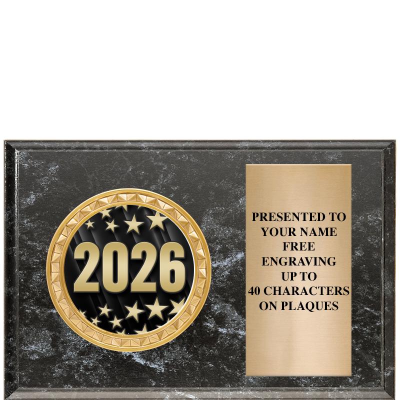 6" X 4" BLACK MBL INSERT PLQ