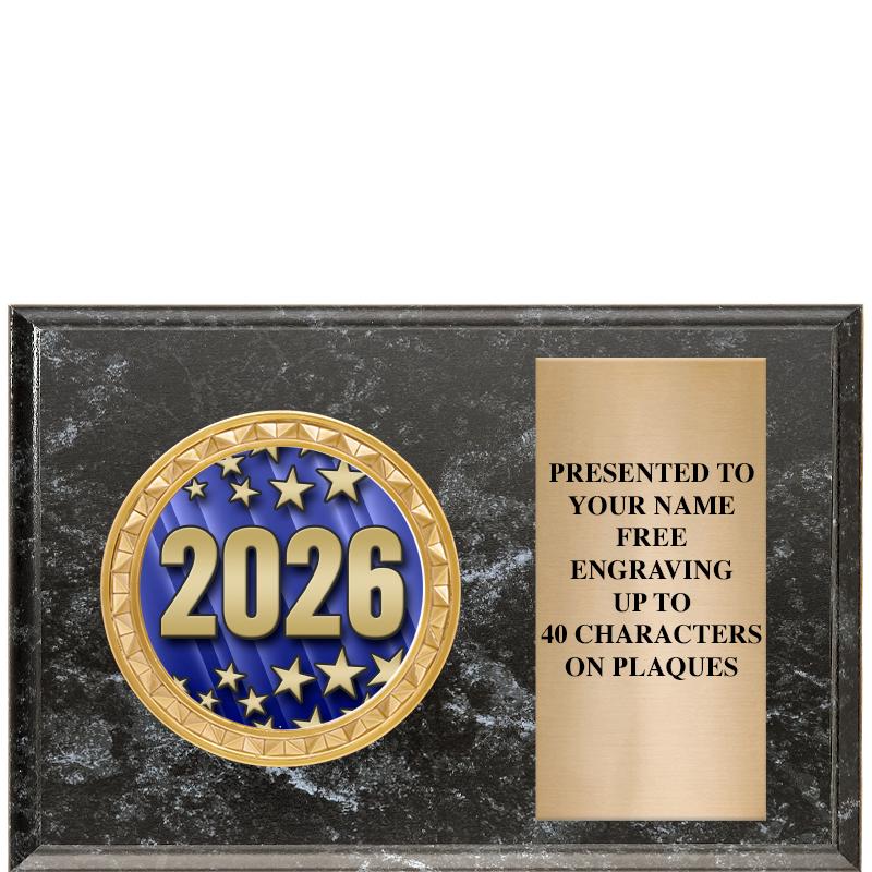 6" X 4" BLACK MBL INSERT PLQ