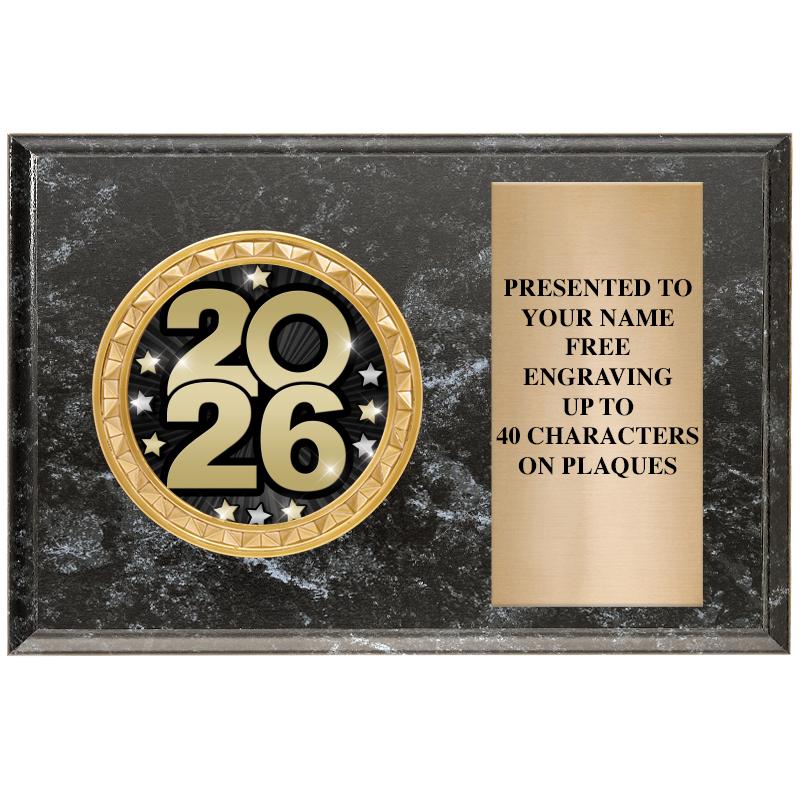 6" X 4" BLACK MBL INSERT PLQ