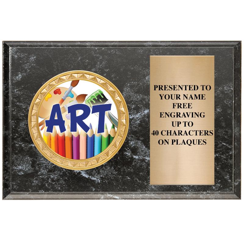 6" X 4" BLACK MBL INSERT PLQ