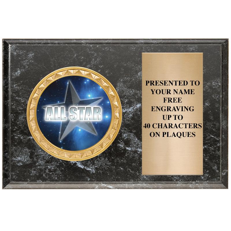 6" X 4" BLACK MBL INSERT PLQ