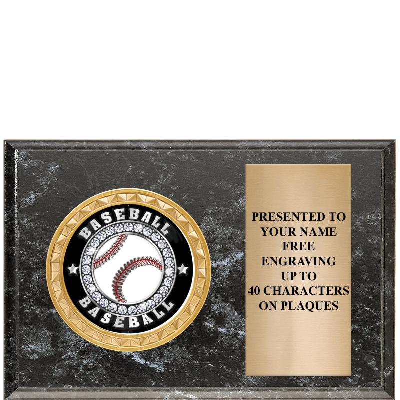 6" X 4" BLACK MBL INSERT PLQ