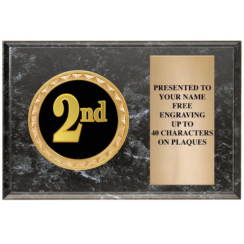 6" X 4" BLACK MBL INSERT PLQ