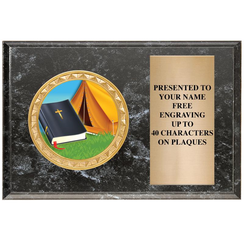 6" X 4" BLACK MBL INSERT PLQ