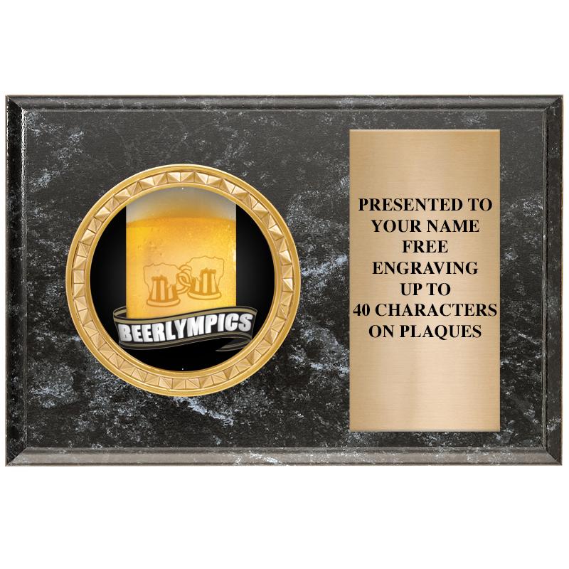 6" X 4" BLACK MBL INSERT PLQ