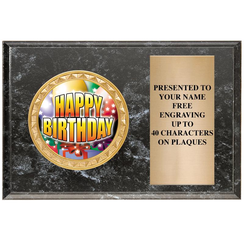 6" X 4" BLACK MBL INSERT PLQ