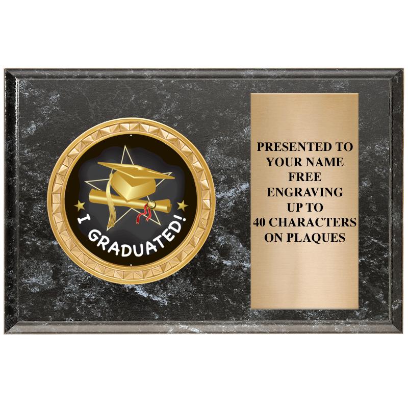 6" X 4" BLACK MBL INSERT PLQ