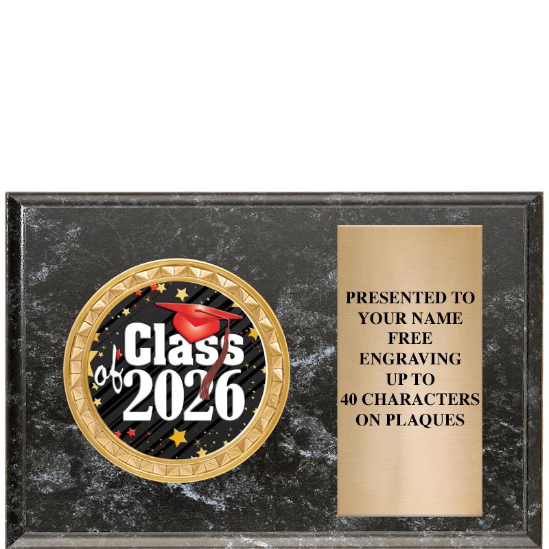 6" X 4" BLACK MBL INSERT PLQ