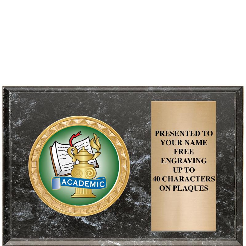 6" X 4" BLACK MBL INSERT PLQ