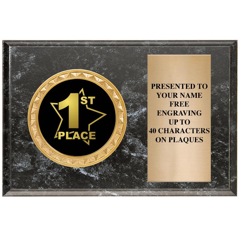 6" X 4" BLACK MBL INSERT PLQ