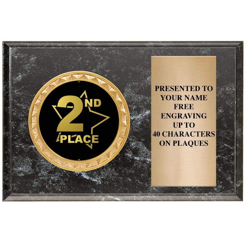 6" X 4" BLACK MBL INSERT PLQ