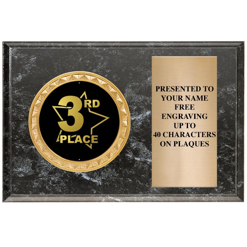 6" X 4" BLACK MBL INSERT PLQ