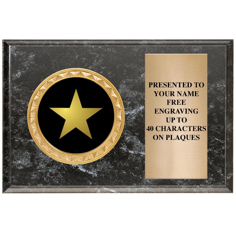 6" X 4" BLACK MBL INSERT PLQ