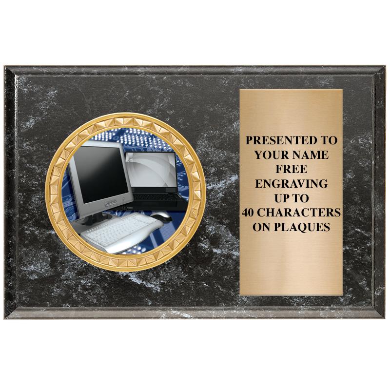 6" X 4" BLACK MBL INSERT PLQ