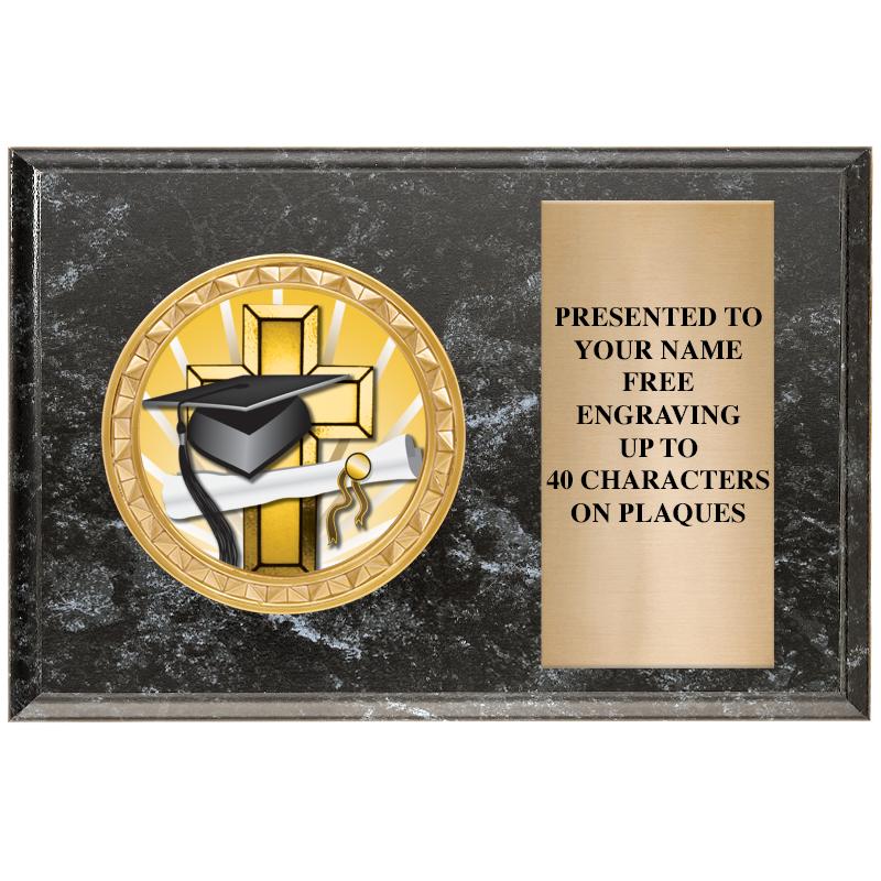 6" X 4" BLACK MBL INSERT PLQ