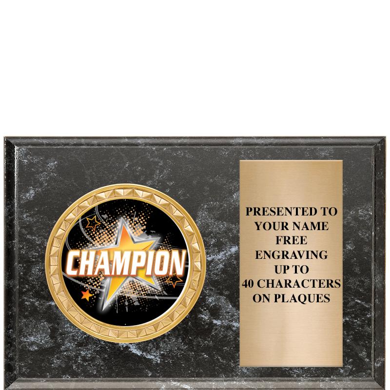 6" X 4" BLACK MBL INSERT PLQ