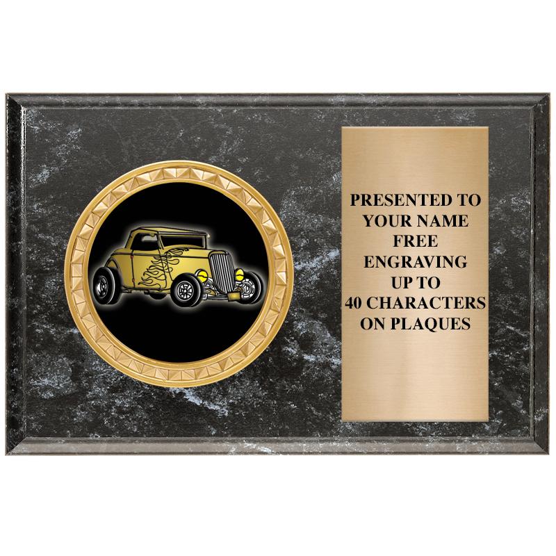 6" X 4" BLACK MBL INSERT PLQ