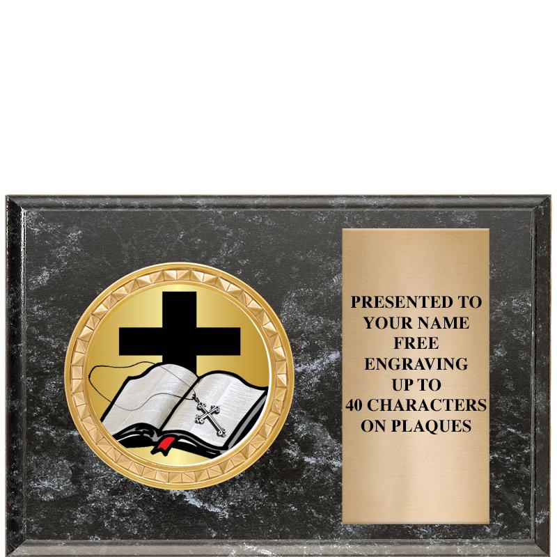 6" X 4" BLACK MBL INSERT PLQ