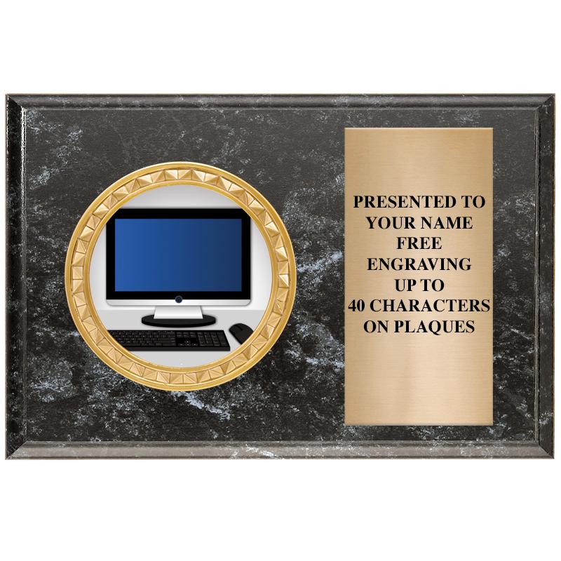 6" X 4" BLACK MBL INSERT PLQ