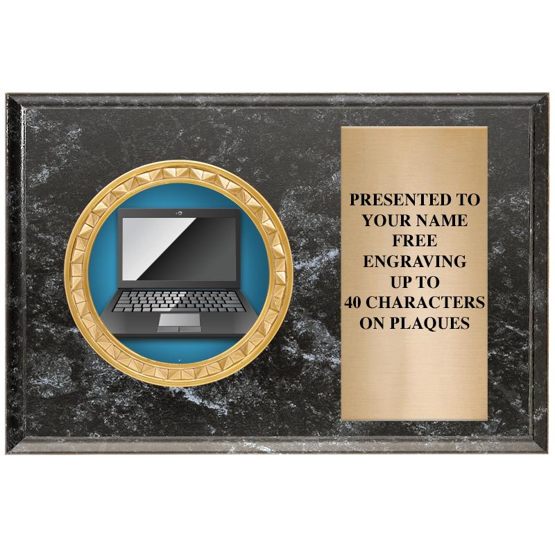 6" X 4" BLACK MBL INSERT PLQ