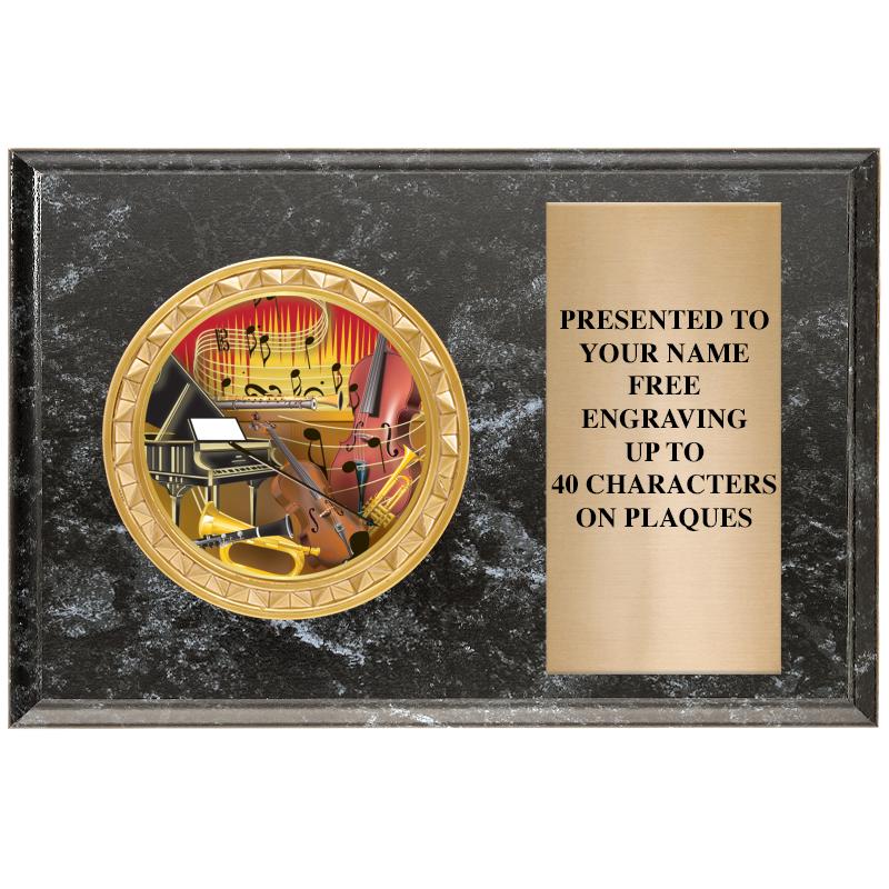 6" X 4" BLACK MBL INSERT PLQ