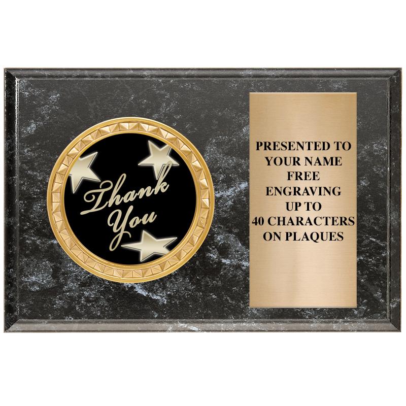 6" X 4" BLACK MBL INSERT PLQ