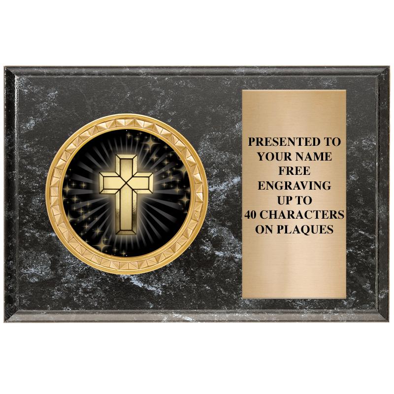 6" X 4" BLACK MBL INSERT PLQ