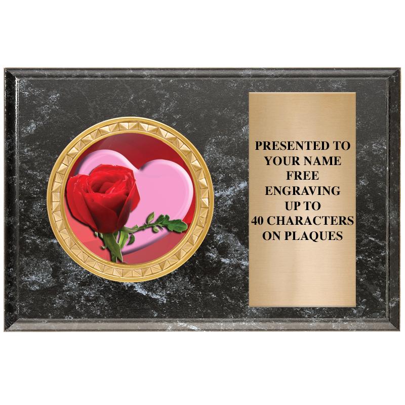 6" X 4" BLACK MBL INSERT PLQ