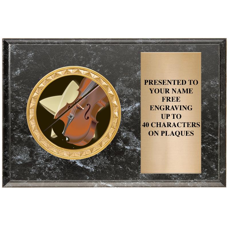 6" X 4" BLACK MBL INSERT PLQ