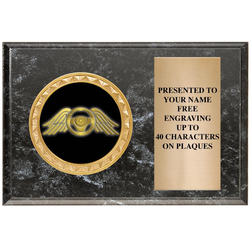 6" X 4" BLACK MBL INSERT PLQ