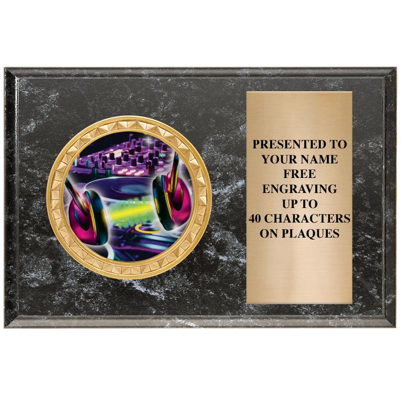 6" X 4" BLACK MBL INSERT PLQ