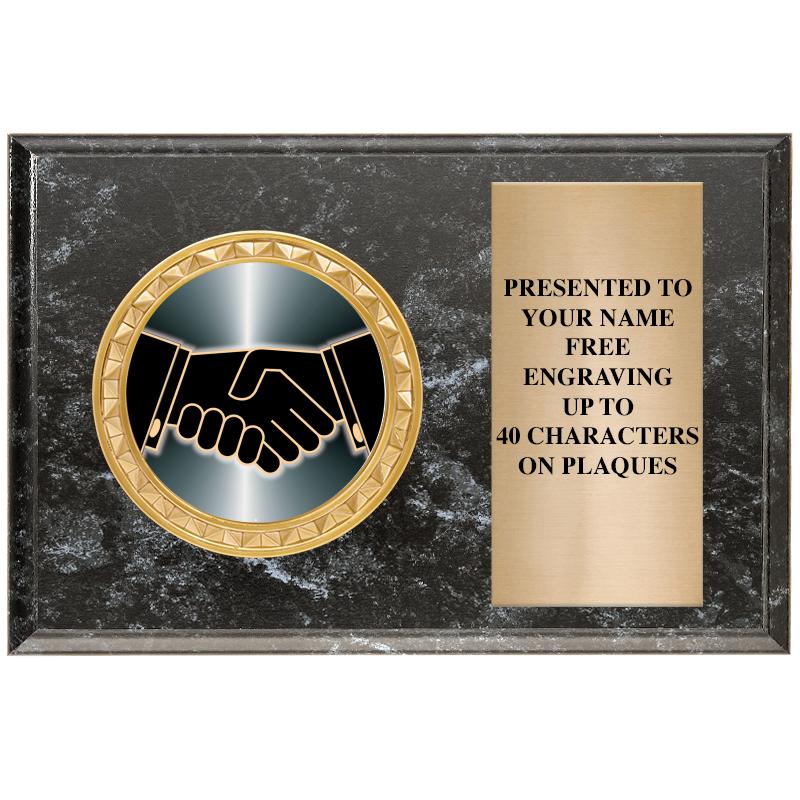 6" X 4" BLACK MBL INSERT PLQ