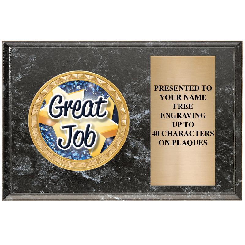 6" X 4" BLACK MBL INSERT PLQ