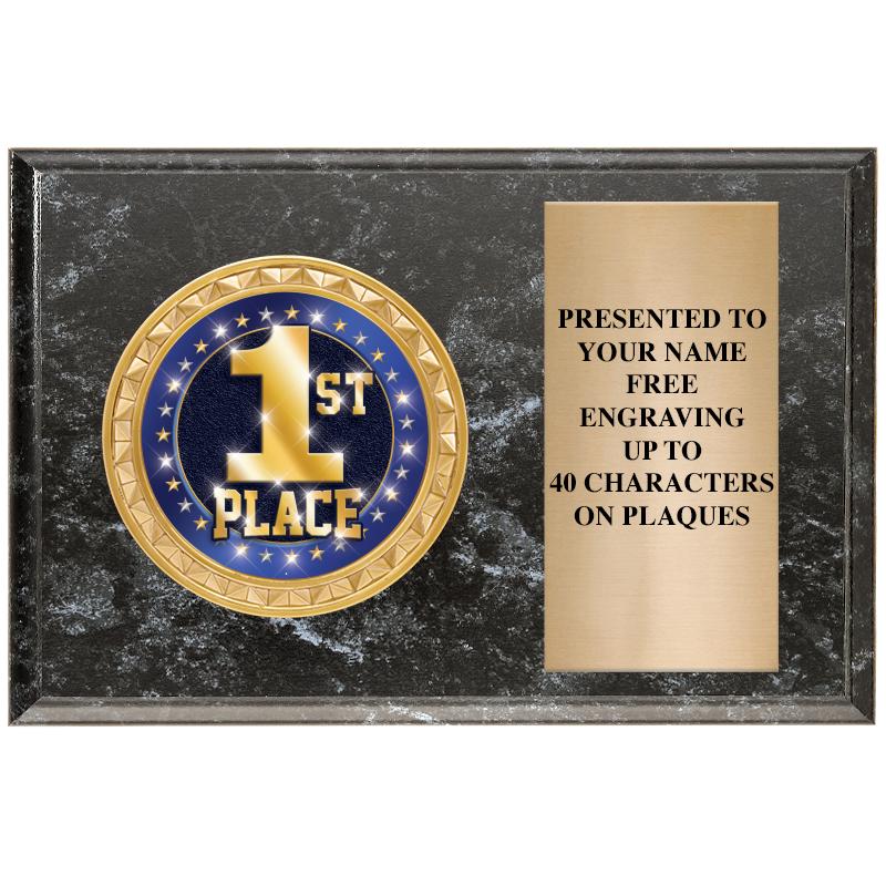 6" X 4" BLACK MBL INSERT PLQ