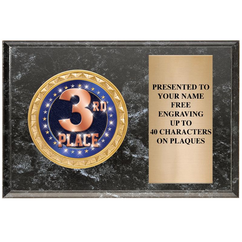 6" X 4" BLACK MBL INSERT PLQ