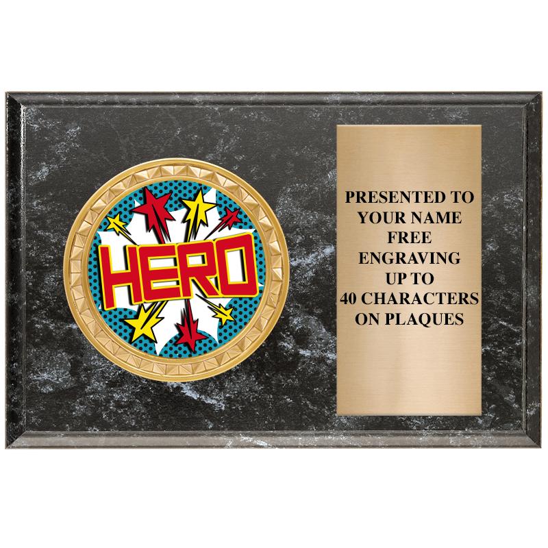 6" X 4" BLACK MBL INSERT PLQ