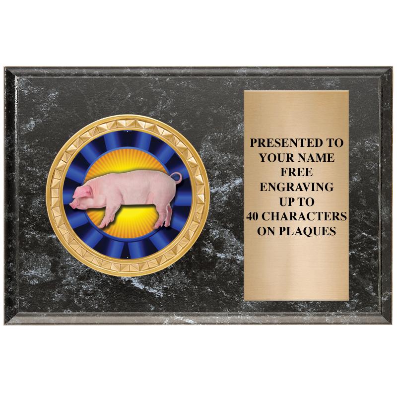 6" X 4" BLACK MBL INSERT PLQ