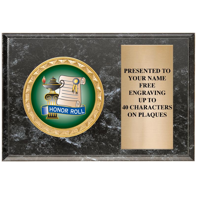 6" X 4" BLACK MBL INSERT PLQ