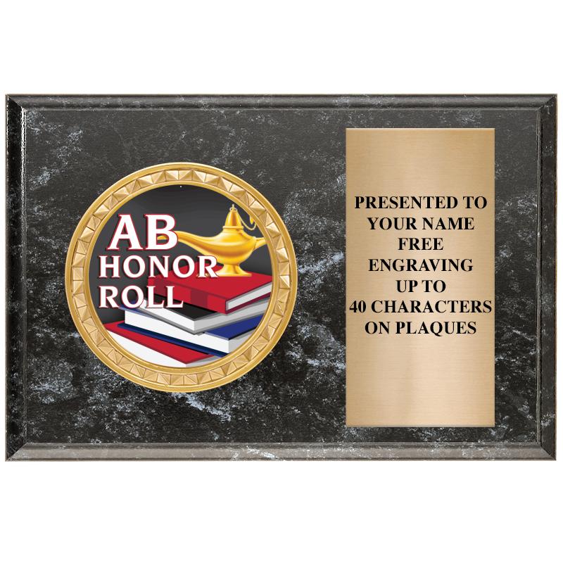 6" X 4" BLACK MBL INSERT PLQ