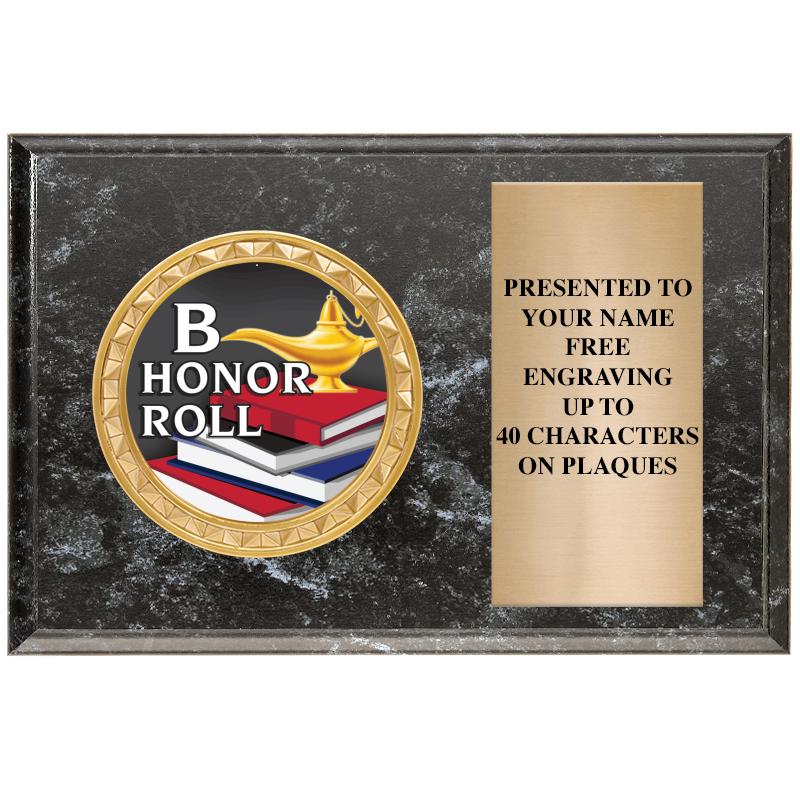 6" X 4" BLACK MBL INSERT PLQ