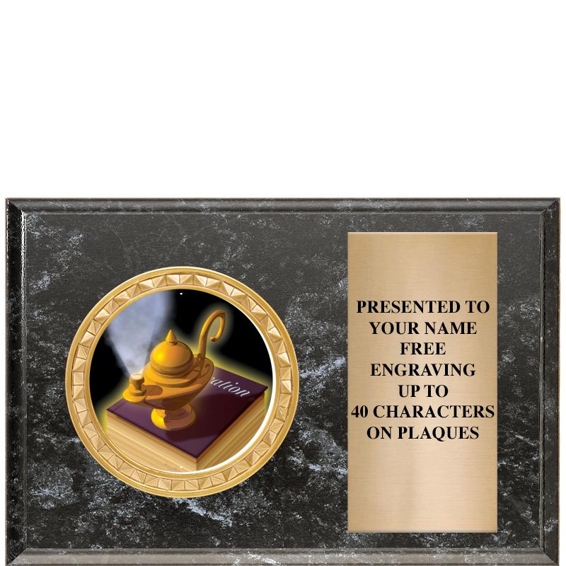 6" X 4" BLACK MBL INSERT PLQ