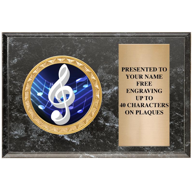 6" X 4" BLACK MBL INSERT PLQ