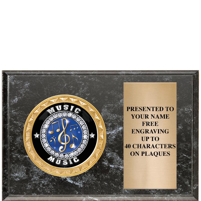 6" X 4" BLACK MBL INSERT PLQ