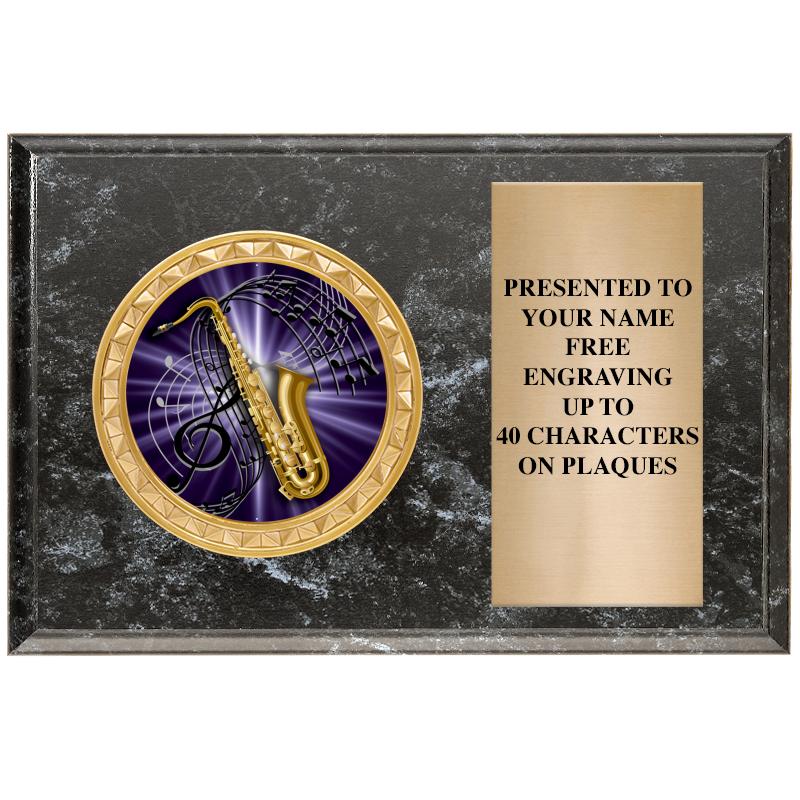 6" X 4" BLACK MBL INSERT PLQ