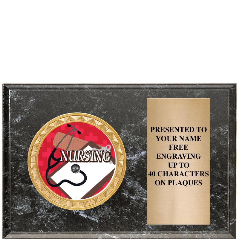 6" X 4" BLACK MBL INSERT PLQ